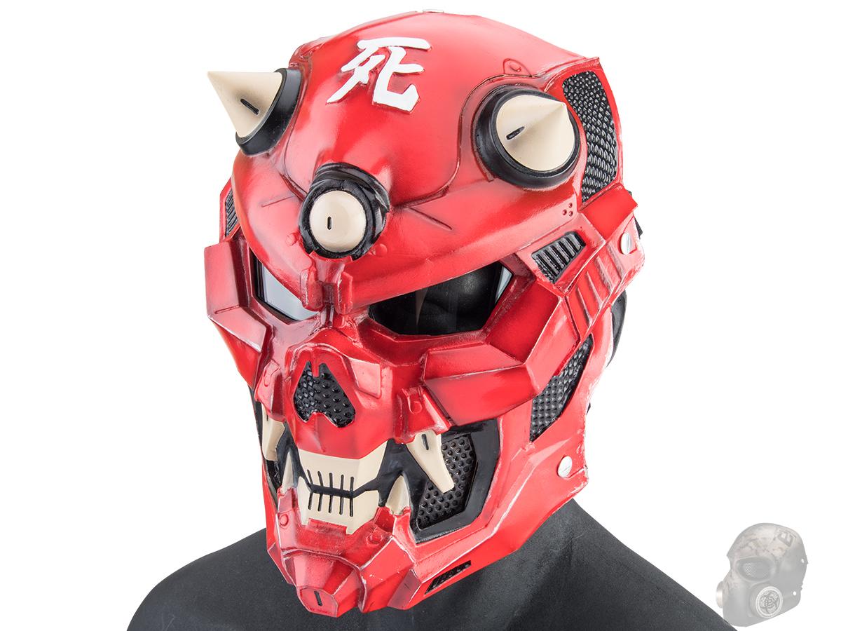 Evike.com R-Custom Fiberglass Oni Full Face Mask (Color: Red / Large / Clear Lens)
