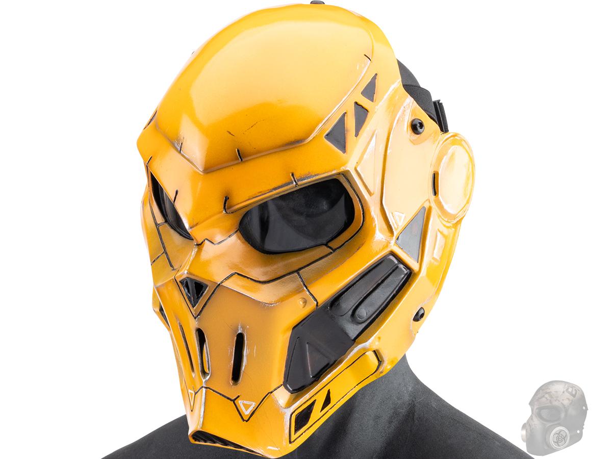 Evike.com R-Custom Fiberglass Taskmaster V2 Full Face Mask (Color: Yellow / Smoke Lens / Large)