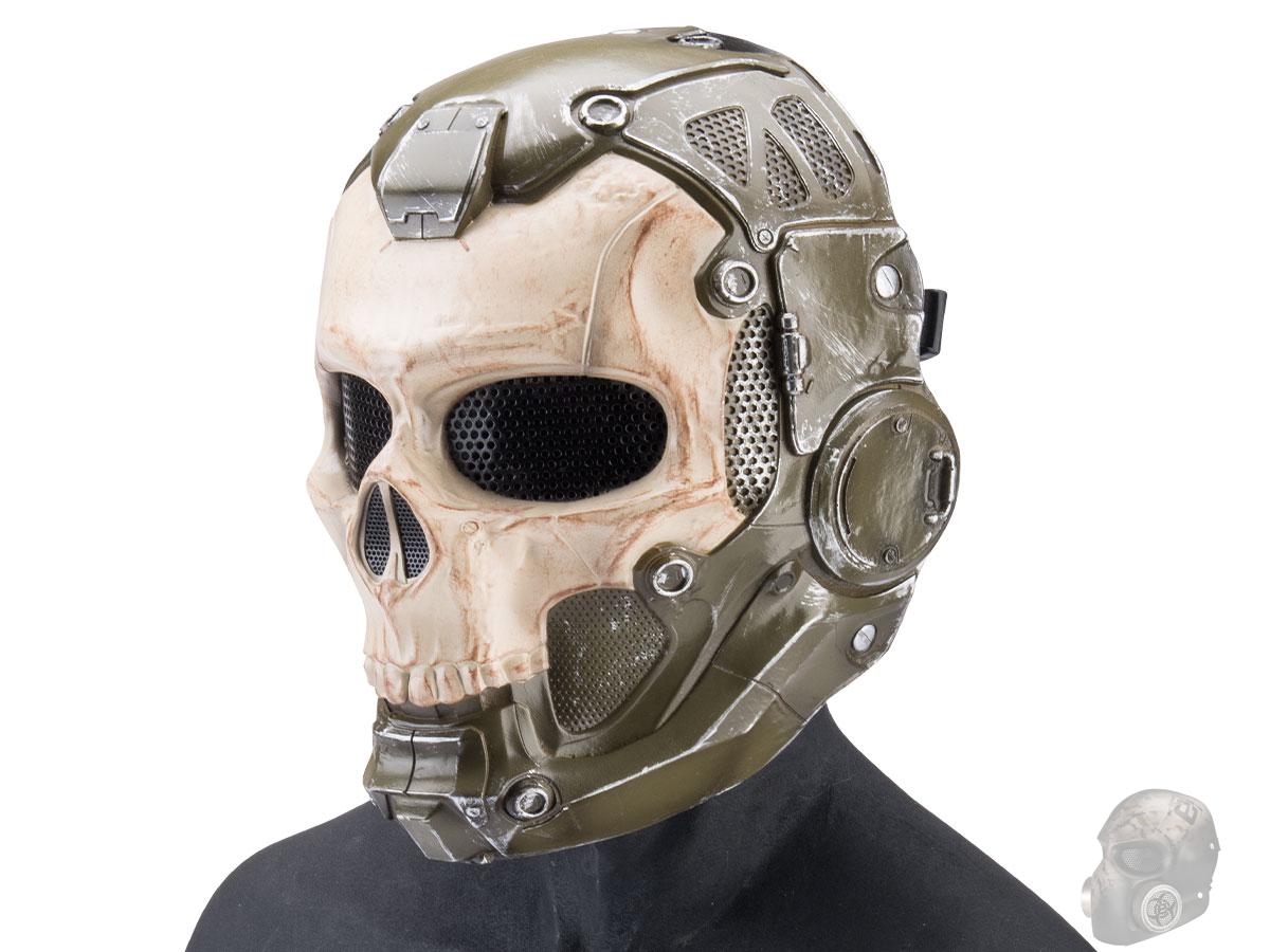 Evike.com R-Custom Fiberglass Cyberskull 2 Full Face Mask (Color: OD Green / Mesh Lens / Large)