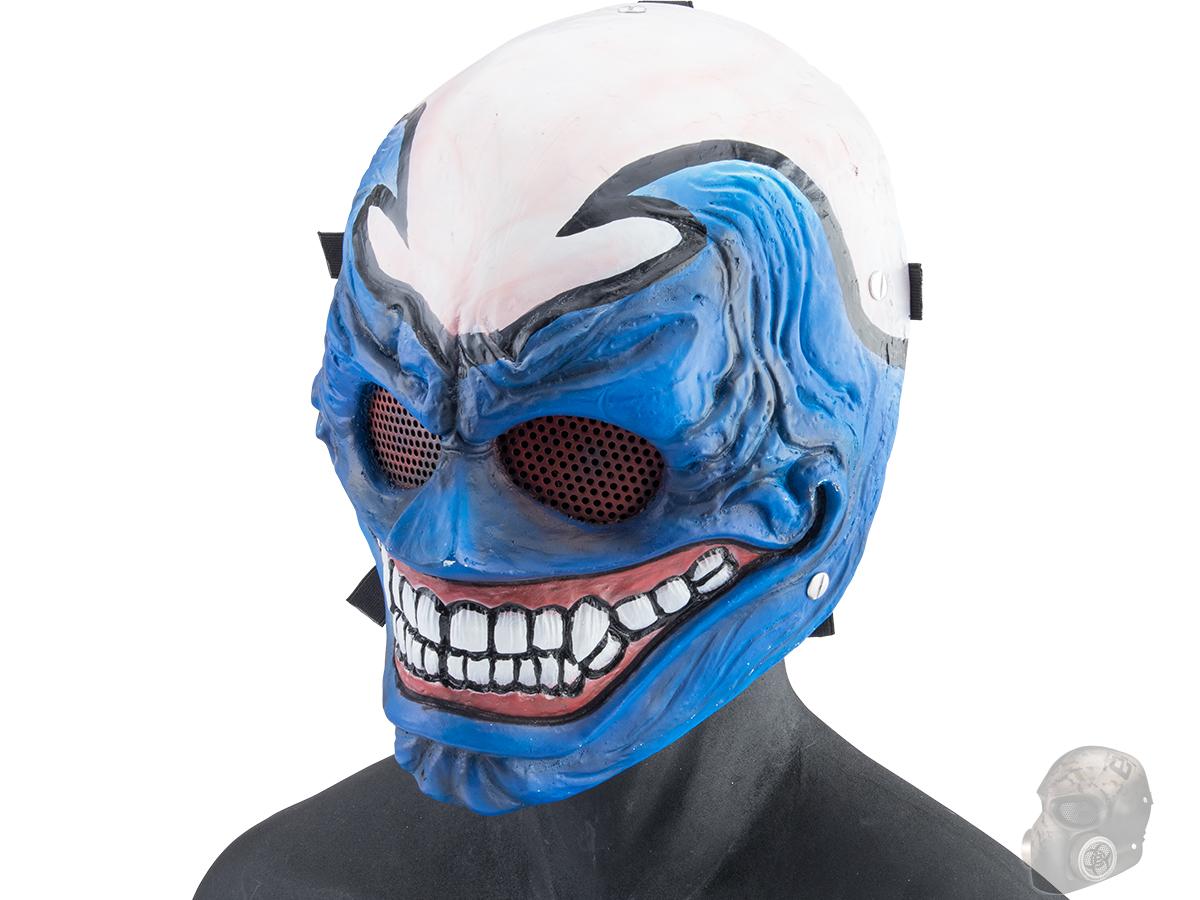 Evike.com R-Custom Fiberglass Hell Clown Full Face Mask (Color: Blue / Mesh Lens / Large)