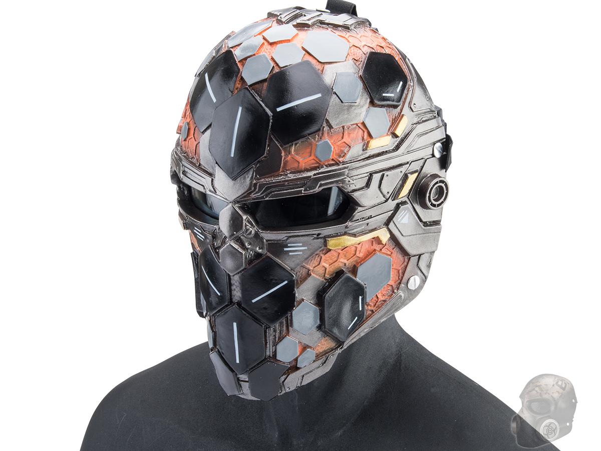 Evike.com R-Custom Fiberglass  Cypher Full Face Mask (Color: Black Orange / Clear Lens)