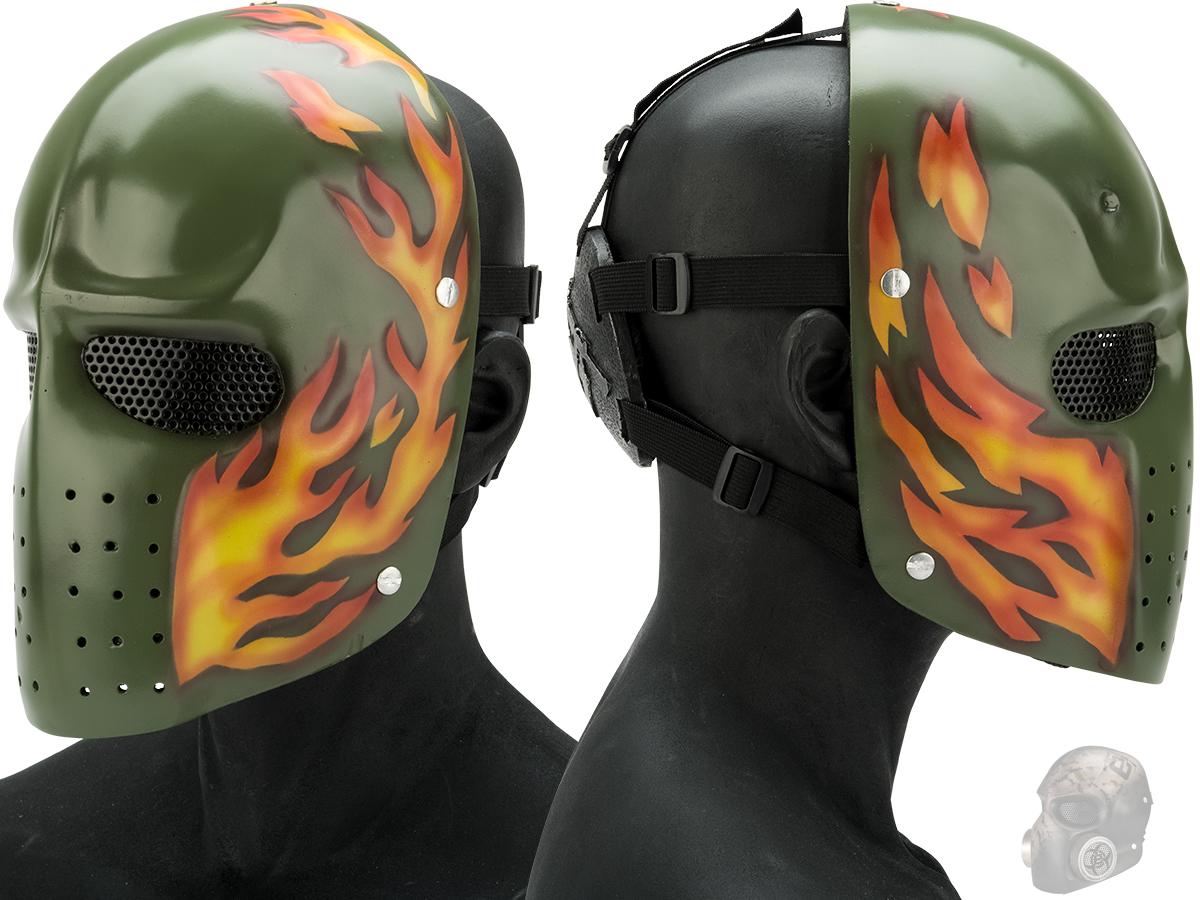 Evike.com R-Custom Fiberglass  Army Full Face Mask (Color: Orange Flame / Mesh Lens)