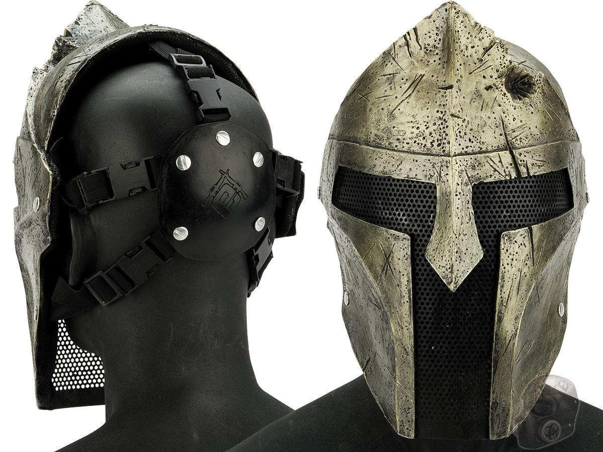 Evike.com R-Custom Fiberglass  Bounty Hunter Spartan Full Face Mask (Color: Gold / Mesh Lens)