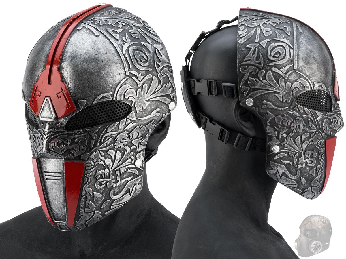 Evike.com R-Custom Fiberglass Wire Mesh Acolyte Type 2.5 Mask - Silver / Red