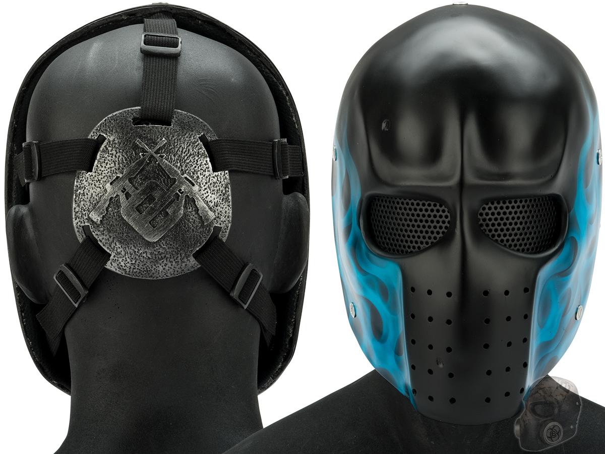 RCustom Fiberglass "Army" Full Face Mask (Color Blue Flame / Mesh Lens), Tactical