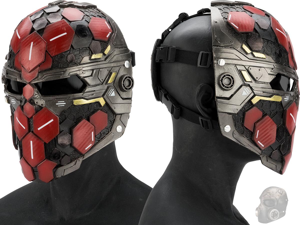 Evike.com R-Custom Fiberglass  Cypher Full Face Mask (Color: Red Black / Smoke Lens)