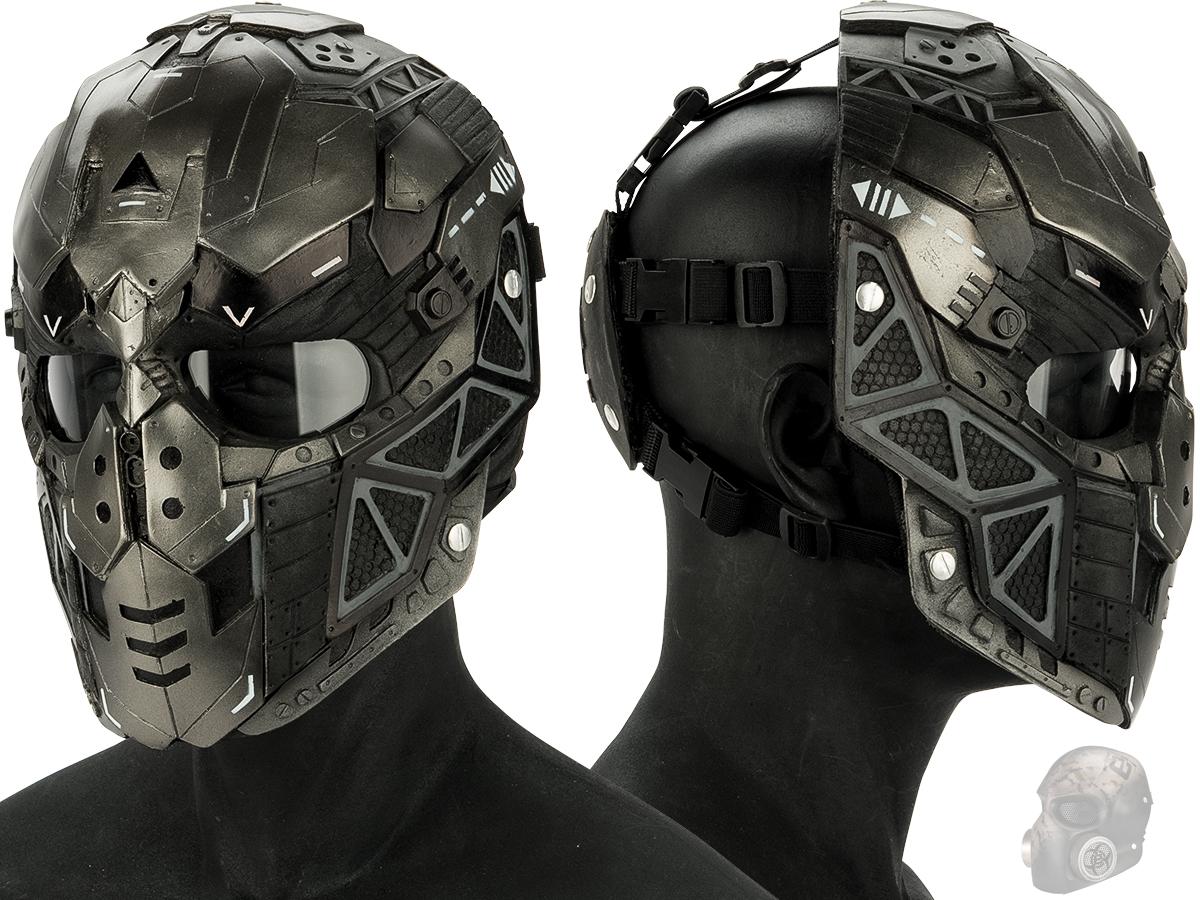 Evike.com R-Custom Fiberglass Raptor Full Face Mask (Color: Silver Grey / Clear Lens)