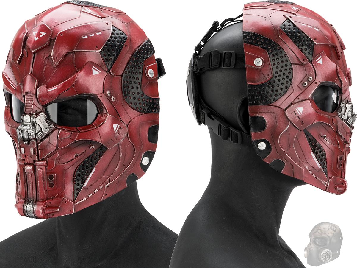 Evike.com R-Custom Fiberglass  CARVR Full Face Mask (Color: Red / Clear Lens)