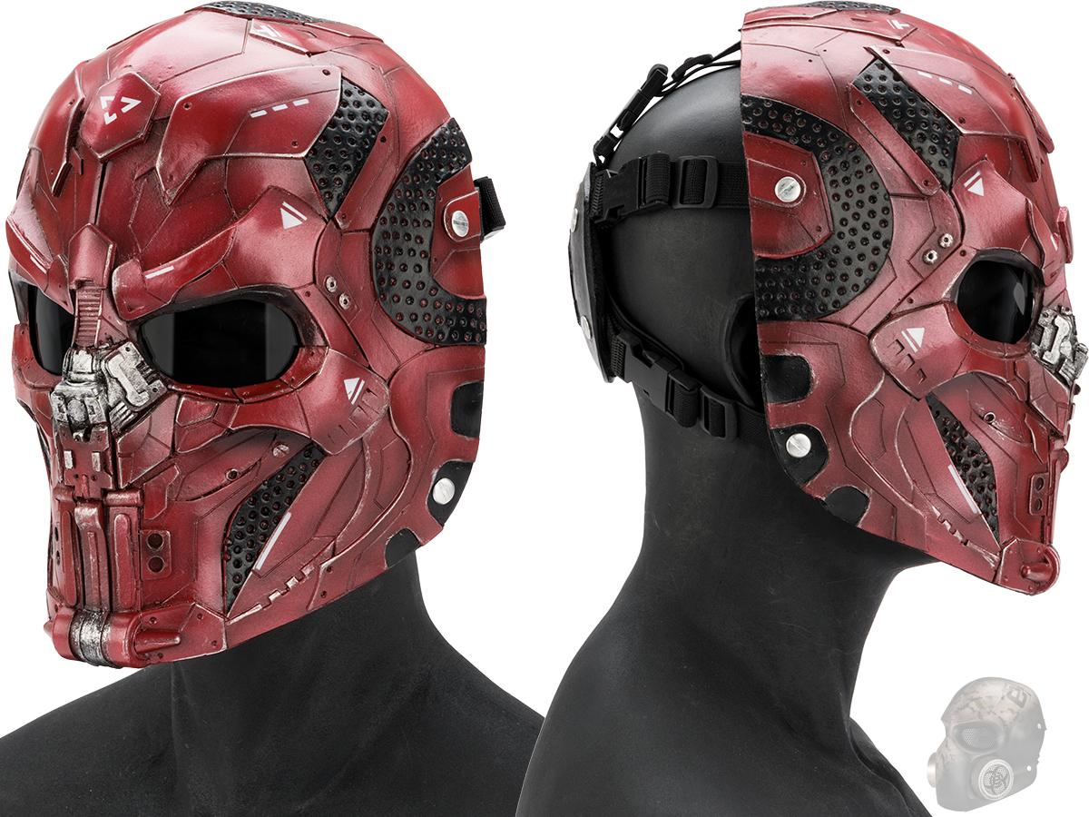 Evike.com R-Custom Fiberglass  CARVR Full Face Mask (Color: Red / Smoke Lens)