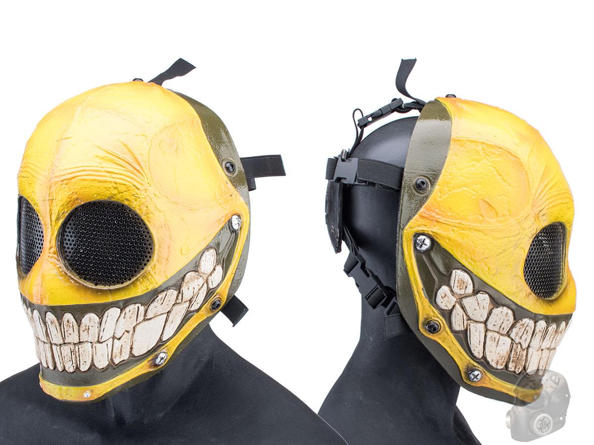 Evike.com R-Custom Fiberglass "Smiley" Full Face Mask (Color: Yellow / Mesh Lens - large), Tactical Gear/Apparel, Masks, Custom Masks