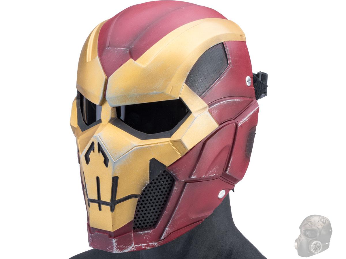 Evike.com R-Custom Fiberglass Iron Punisher Full Face Mask (Color: Red/Gold / Medium / Smoke Lens)
