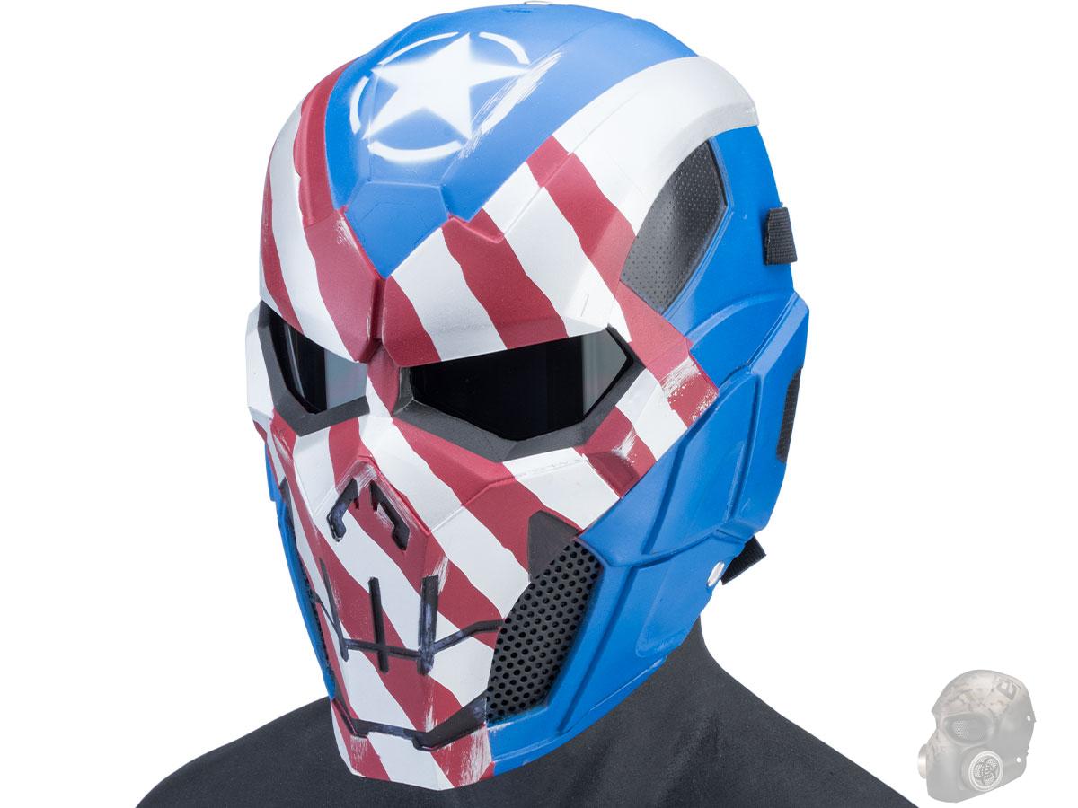 Evike.com R-Custom Fiberglass Iron Punisher Full Face Mask (Color: Patriot / Medium / Smoke Lens)