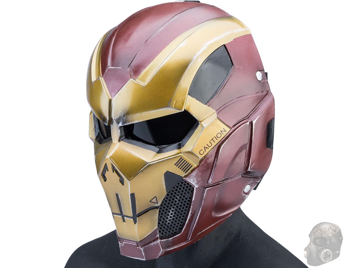 Evike.com R-Custom Fiberglass Iron Punisher Full Face Mask (Color: Red/Gold / Large / Smoke Lens)