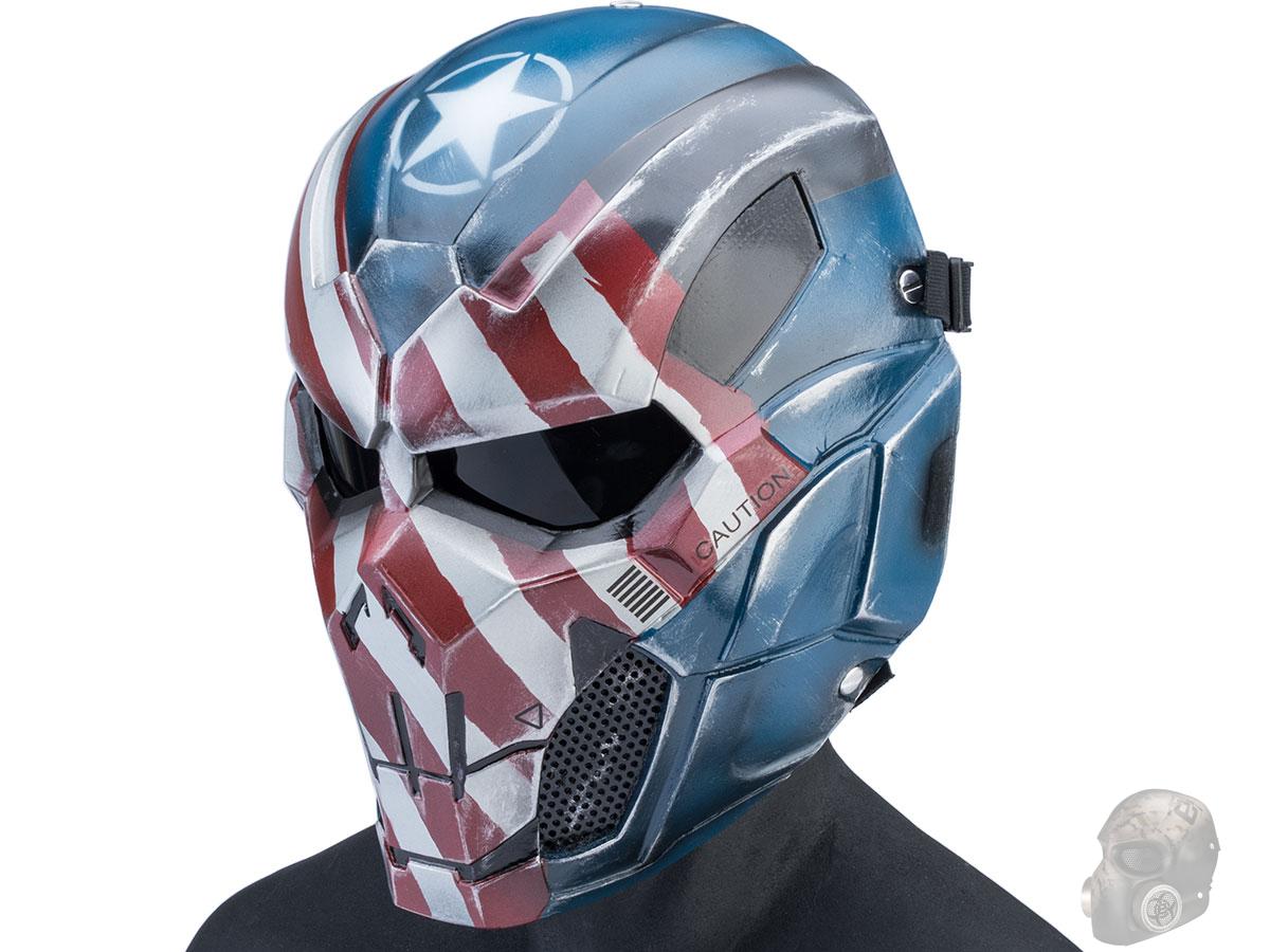 Evike.com R-Custom Fiberglass Iron Punisher Full Face Mask (Color: Patriot / Large / Smoke Lens)