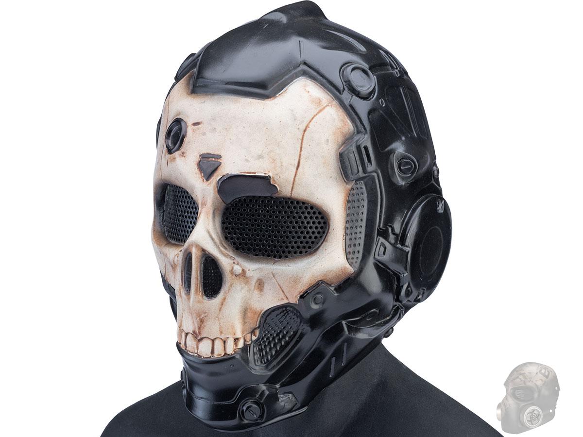 Evike.com R-Custom Fiberglass Cyberskull Full Face Mask (Color: Reverse Bone / Mesh Lens / Large)