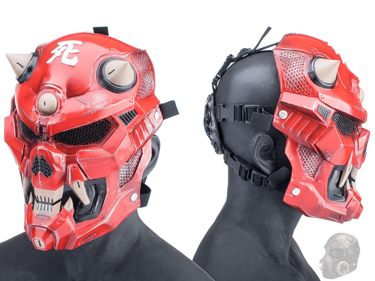 Evike.com R-Custom Fiberglass Oni Full Face Mask (Color: Red / Medium / Mesh Lens)