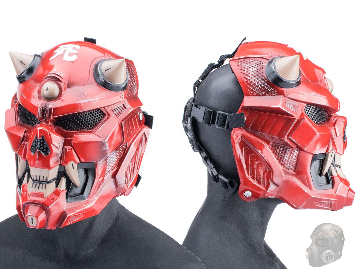 Evike.com R-Custom Fiberglass Oni Full Face Mask (Color: Red / Large / Mesh Lens)