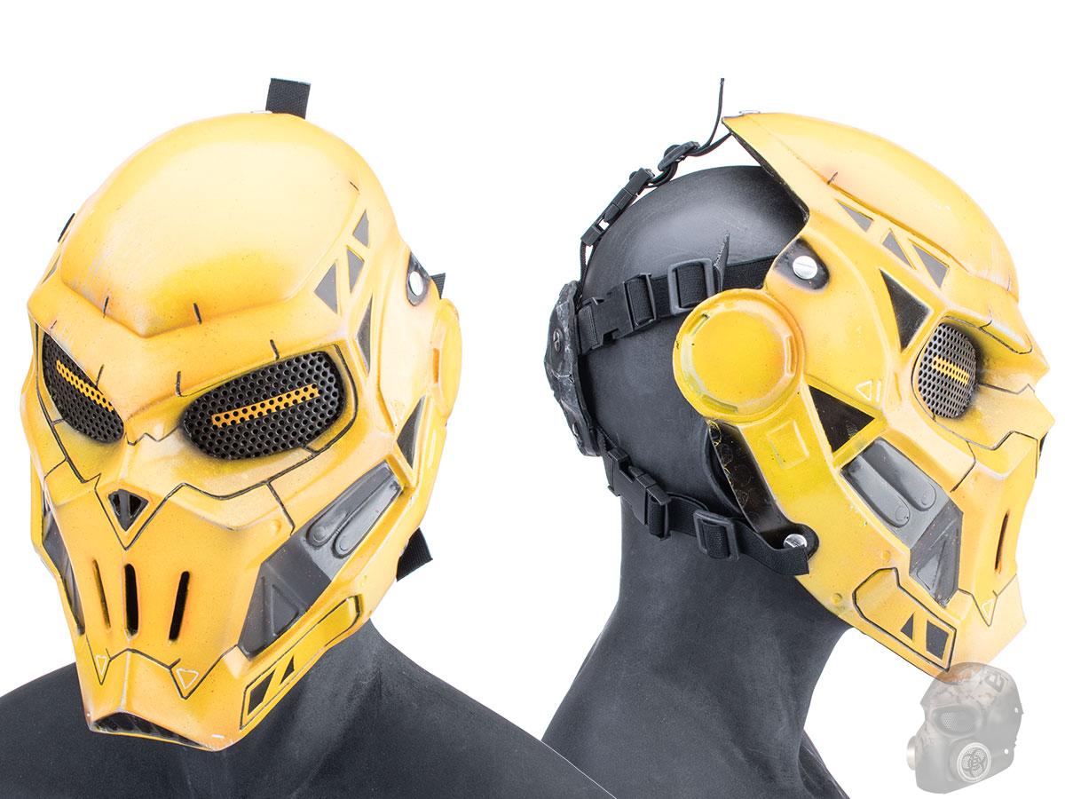 Evike.com R-Custom Fiberglass Taskmaster V2 Full Face Mask (Color: Yellow / Mesh Lens / Large)