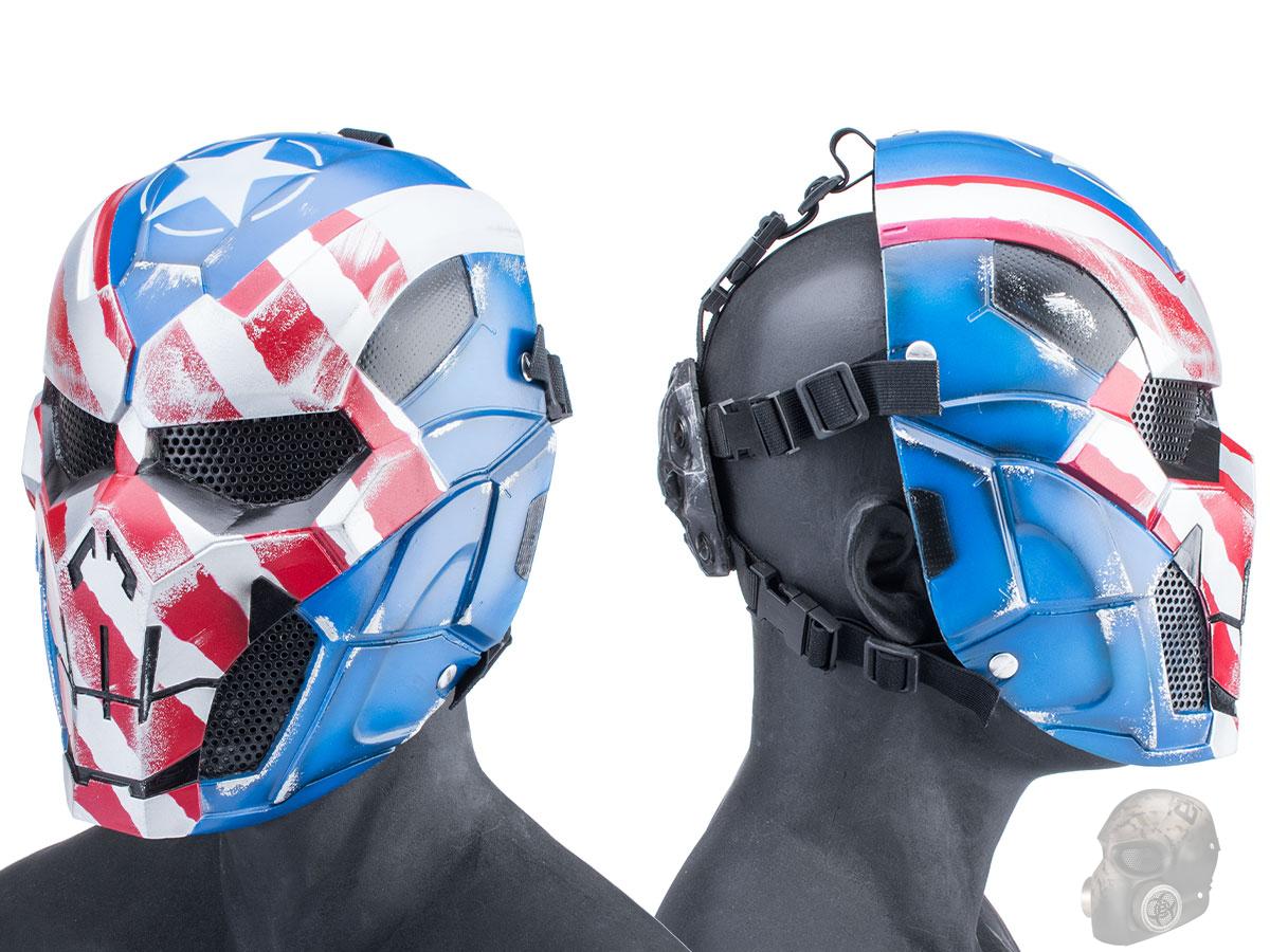 Evike.com R-Custom Fiberglass Iron Punisher Full Face Mask (Color: Patriot / Medium / Mesh Lens)