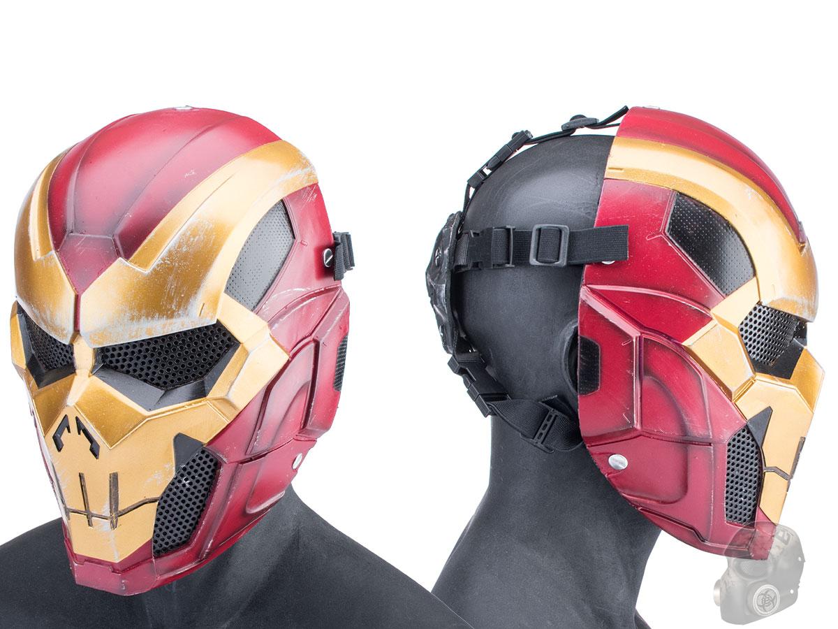 Evike.com R-Custom Fiberglass Iron Punisher Full Face Mask (Color: Red/Gold / Medium / Mesh Lens)