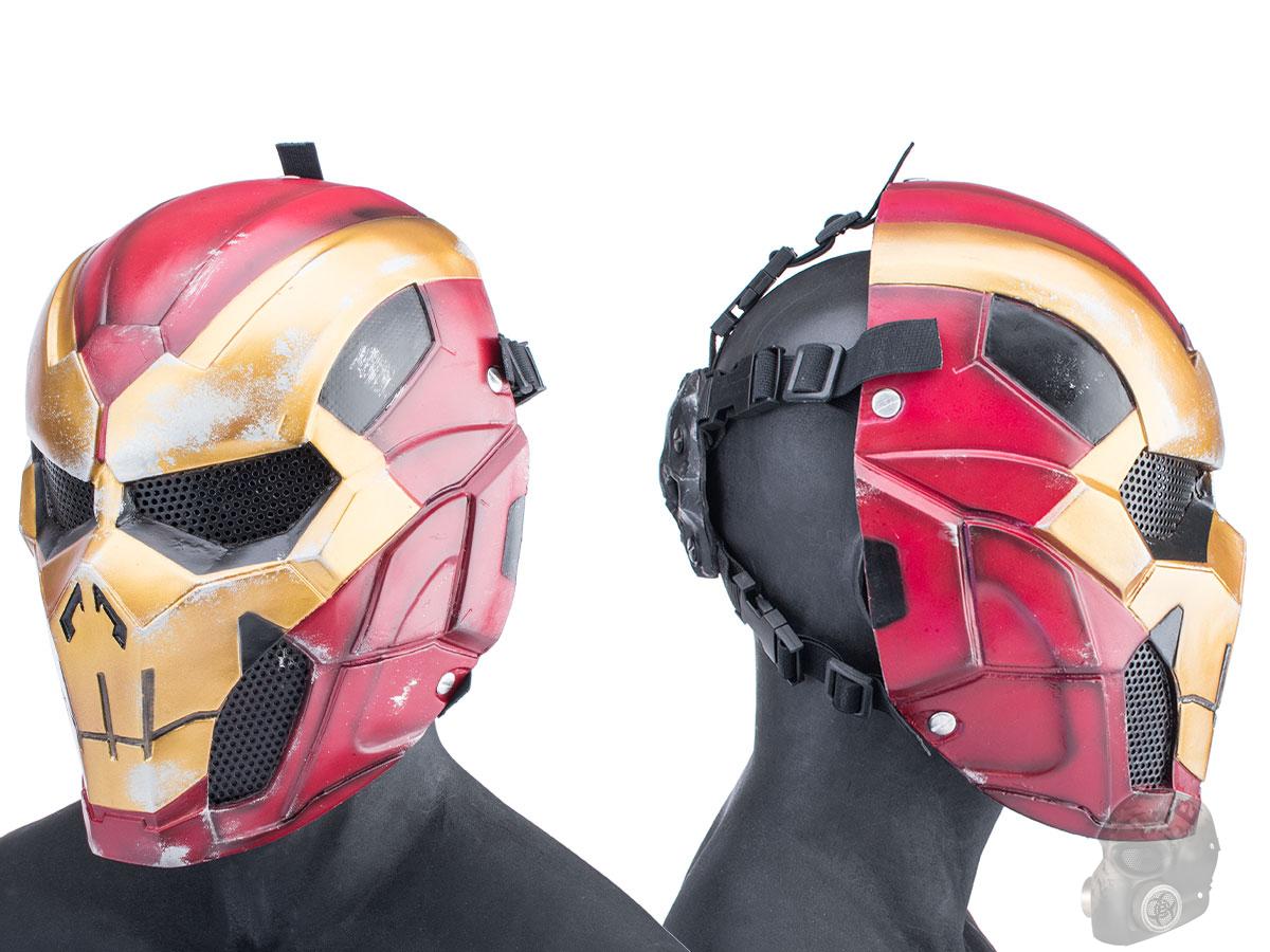 Evike.com R-Custom Fiberglass Iron Punisher Full Face Mask (Color: Red/Gold / Large / Mesh Lens)