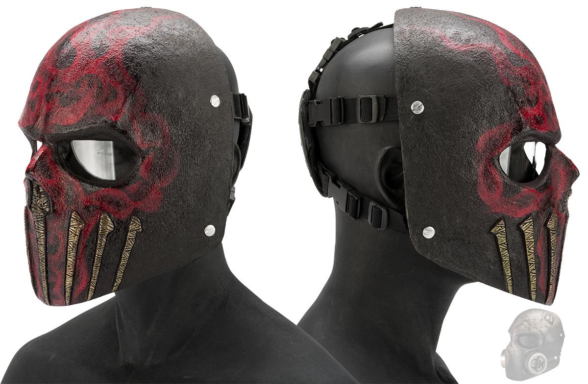 Evike.com R-Custom Fiberglass  Wraith Full Face Mask with Clear Lens (Color: Red Flame)