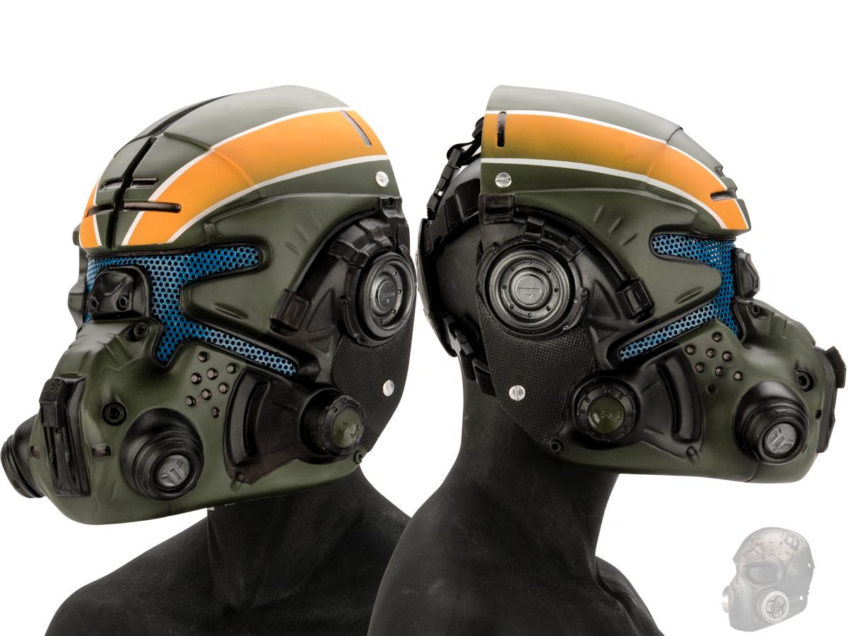 Evike.com R-Custom Titan Fall Pilot Fiberglass Mask (Color: OD Green / Wire Mesh)