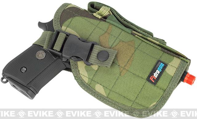 Shooter's Universal Quick Draw Tactical Belt / MOLLE holster w/ Mag pouch - Right Hand (Color: Woodland)