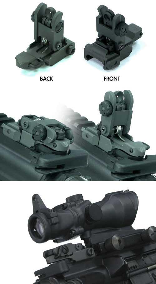 Avengers M4 M16 300 & 600M Style Flipup Rear Sight for Airsoft Rifles