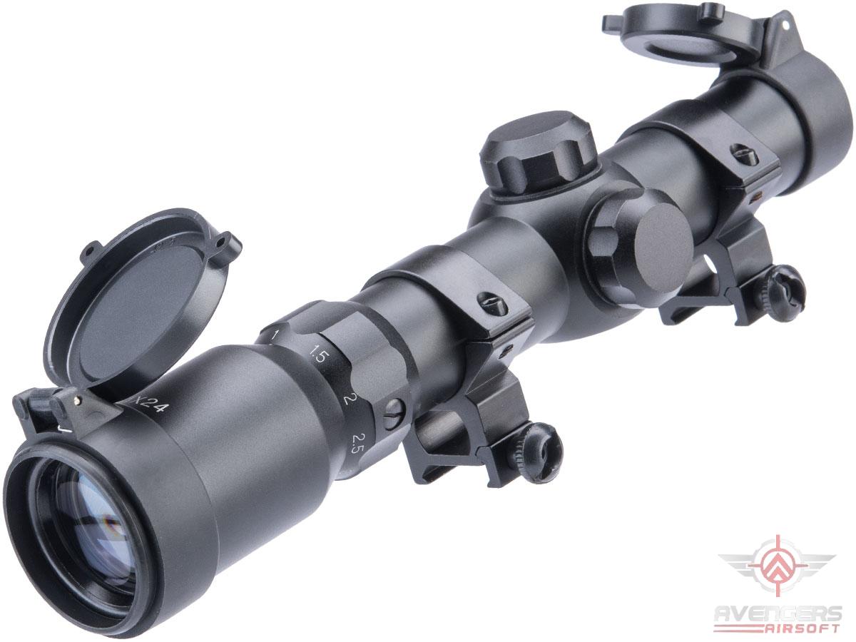 Avengers 1-4x24 Tactical Scope w/ Mounting Rings (Color: Black)