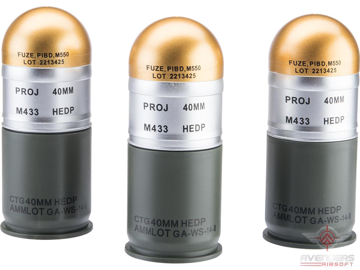 Avengers Airsoft M433 HEDP 40mm Dummy Grenade 3 Pack (Color: HEDP Gold)