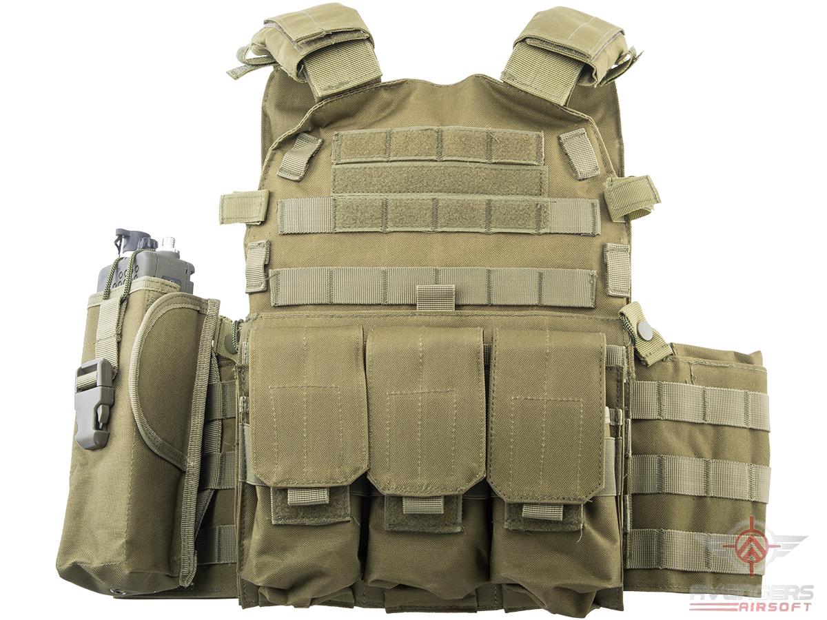 Avengers 6D9T4A Tactical Vest with Magazine and Radio Pouches (Color: OD Green)