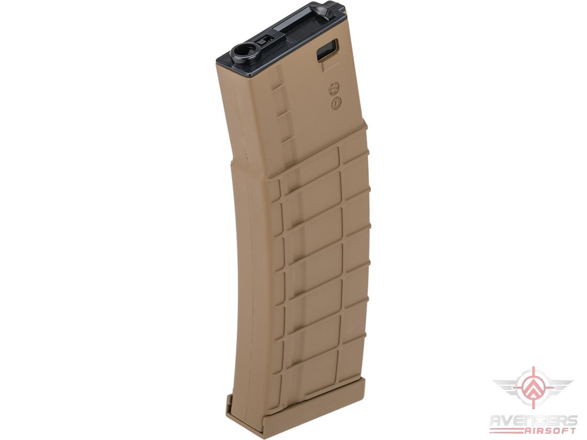 Avengers Ribbed Polymer Extended Magazine for M4/M16 Series Airsoft AEG Rifles (Color: Tan / 450rd High-Cap)