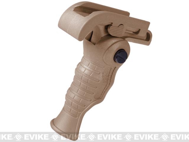 Avengers Airsoft Tactical Ergonomic Folding Vertical Support Grip for RIS (Color: Dark Earth)