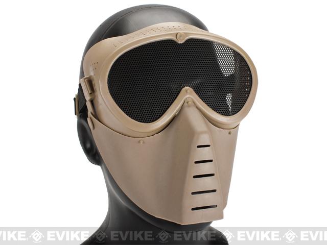 SanSei Type Tactical Low Profile Airsoft Mesh Mask - Dark Earth