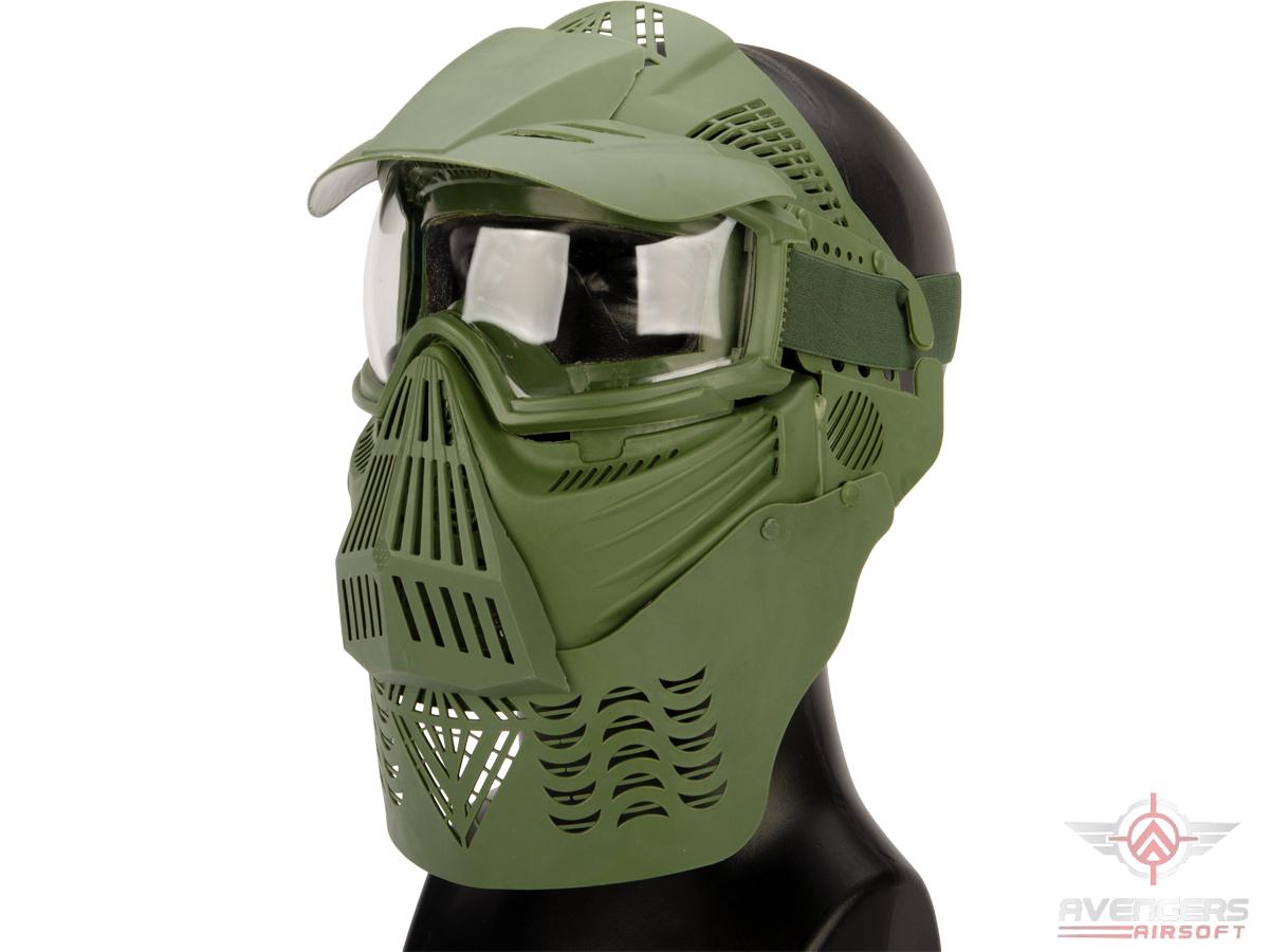 Avengers Transformer Modular Airsoft / Paintball Mask w/ Visor & Neck Guard (Color: OD Green)