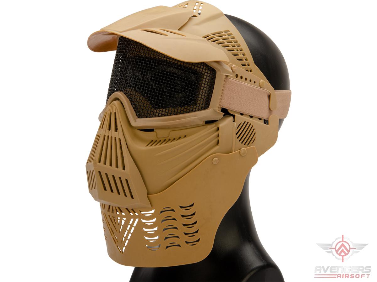 Avengers Mesh Transformer Modular Mask w/ Visor & Neck Guard (Color: Desert Tan)
