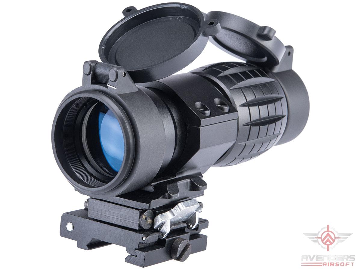 Avengers 4x FXD Magnifier w/ Adjustable Flip-To-Side QD Mount (Color: Black)