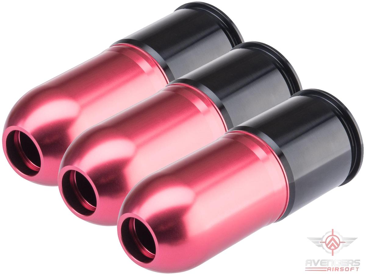 Avengers 40mm Airsoft Gas Grenade Shell (Model: 84rd Multi-Purpose / Red Polished / 3 Pack)