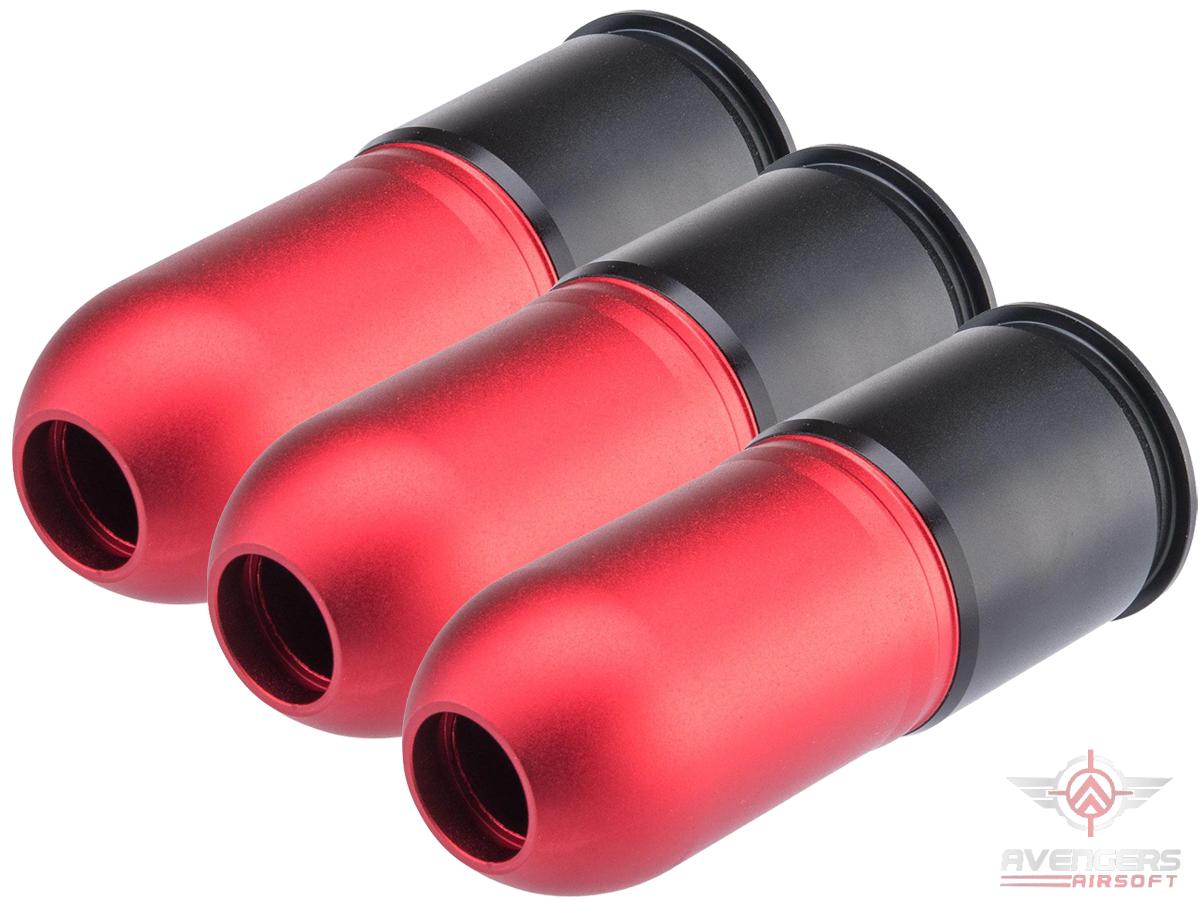 Avengers 40mm Airsoft Gas Grenade Shell (Model: 96rd Multi-Purpose / Red Matte / 3 Pack)