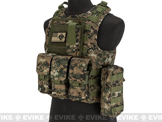 Avengers Military Style MOD-II Quick Release Body Armor Vest (Color: Digital Woodland)