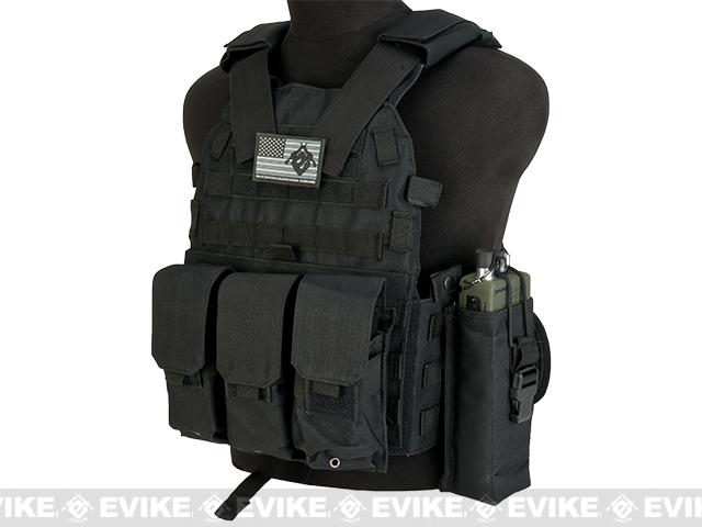 Avengers 6D9T4A Tactical Vest with Magazine and Radio Pouches (Color: Black)