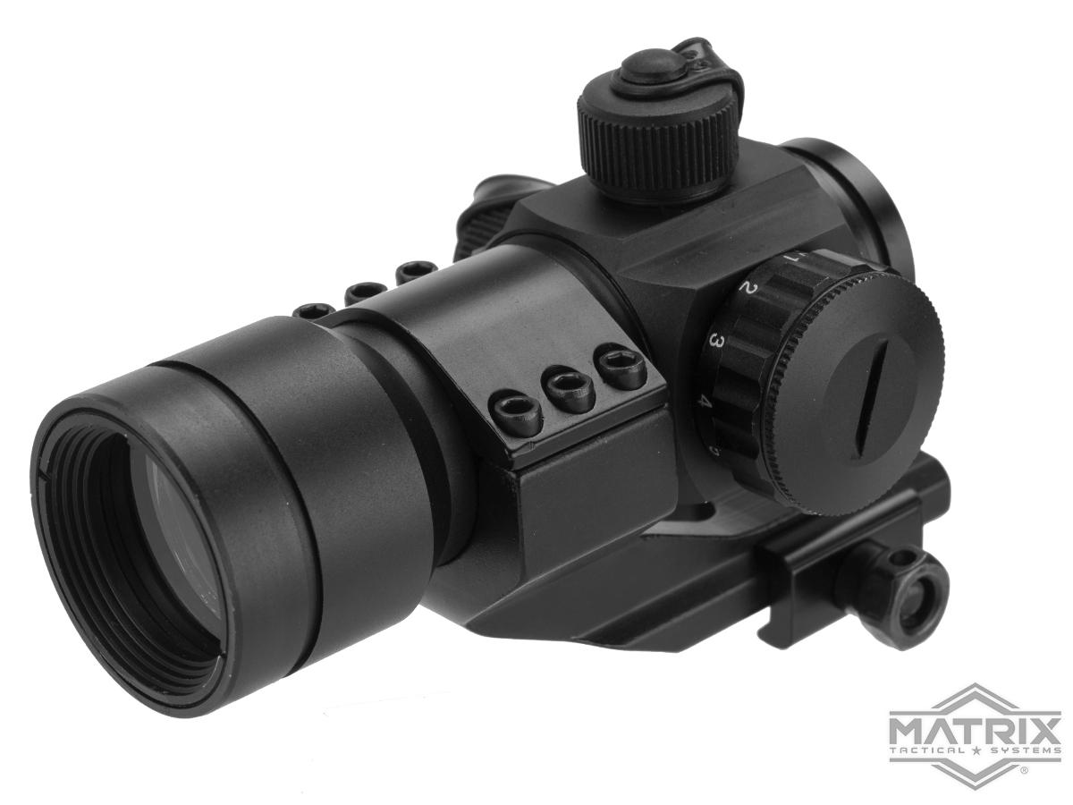 Matrix Military Type 1x30 Red & Green Dot Sight w/ QD Cantilever Mount (Model: High Mount / Large Dial / Black)