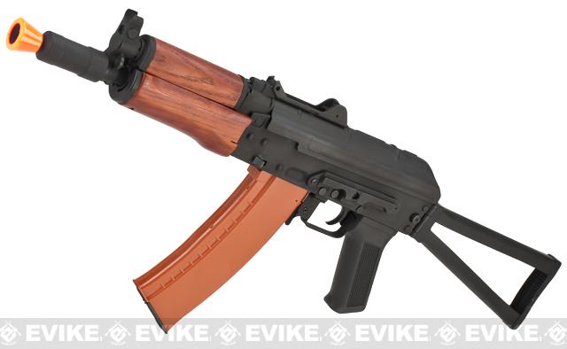 CYMA Sport AKS74U Airsoft AEG Rifle w/ Real Wood Furniture (Package: Add 7.4v LiPo Battery + Charger)