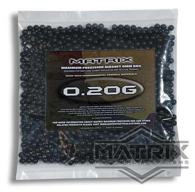 Matrix Match Grade 6mm Airsoft BBs (Color: .20g / 1000 Rounds / Black)