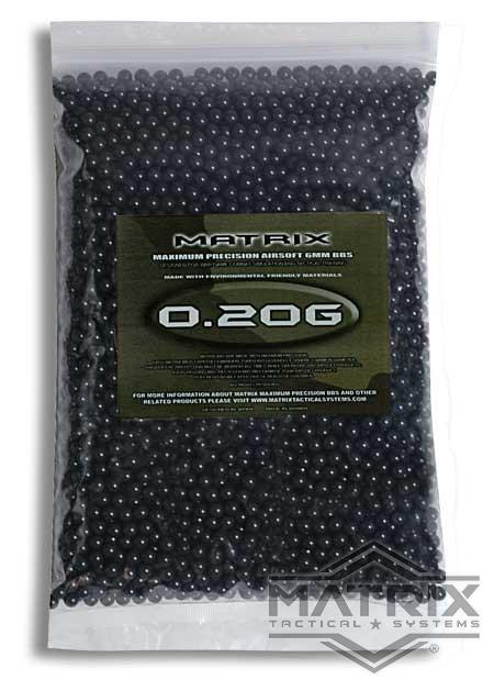 Matrix Match Grade 6mm Airsoft BBs (Color: .20g / 2000 Rounds / Black)