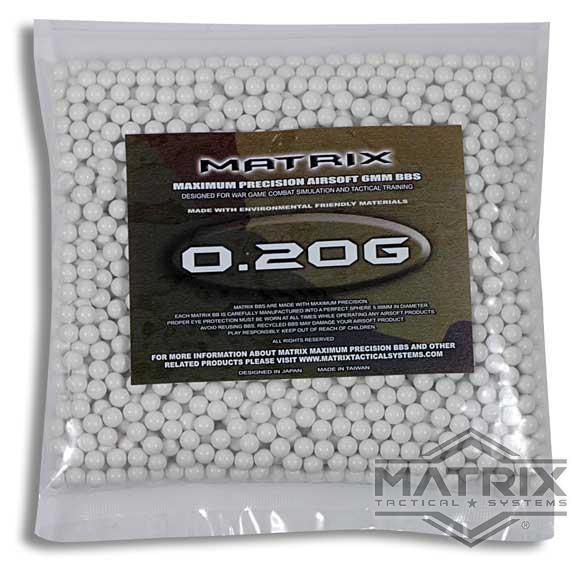 Matrix Match Grade 6mm Airsoft BBs (Color: .20g / 2000 Rounds / White)