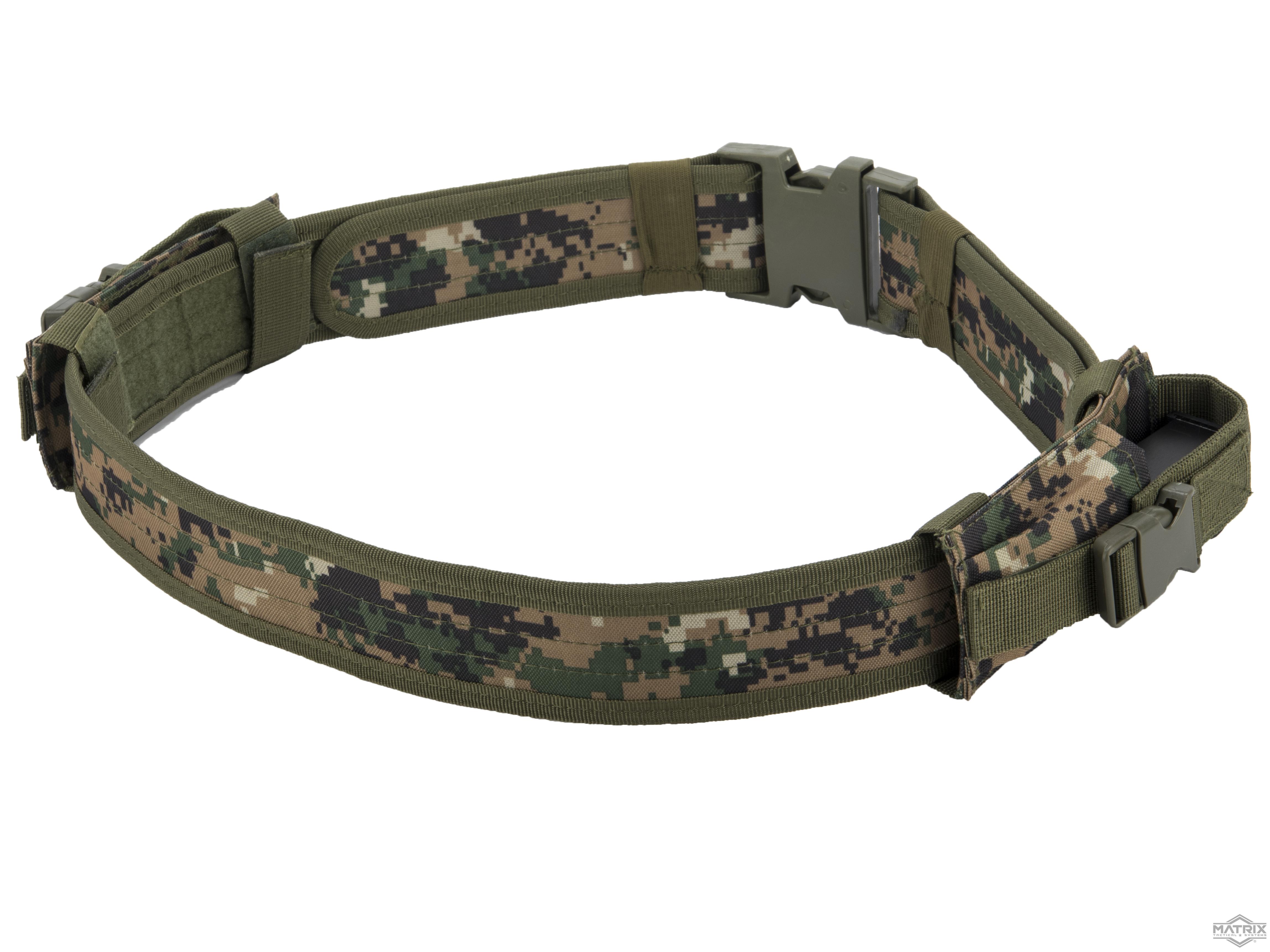 Matrix Ballistic Nylon Tactical Pistol Belt (Color: Digital Woodland w/ Mag Pouches)