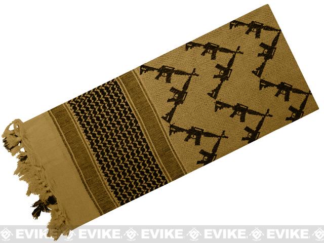Matrix Woven Stylized Desert Shemagh / Scarves (Color: Desert Sand - Black Gun)