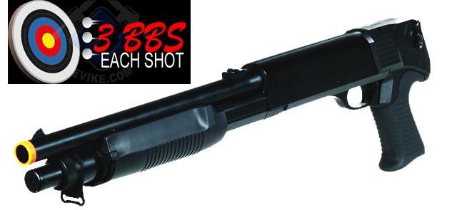 Double Eagle M3 3-Round Burst Multi-Shot Shell Loading Airsoft Shotgun (Model: Pistol Grip)